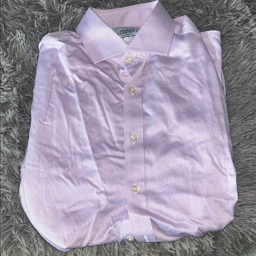 Charles Tyrwhitt Purple Dress Shirt Lightweight Fabric Button-Down